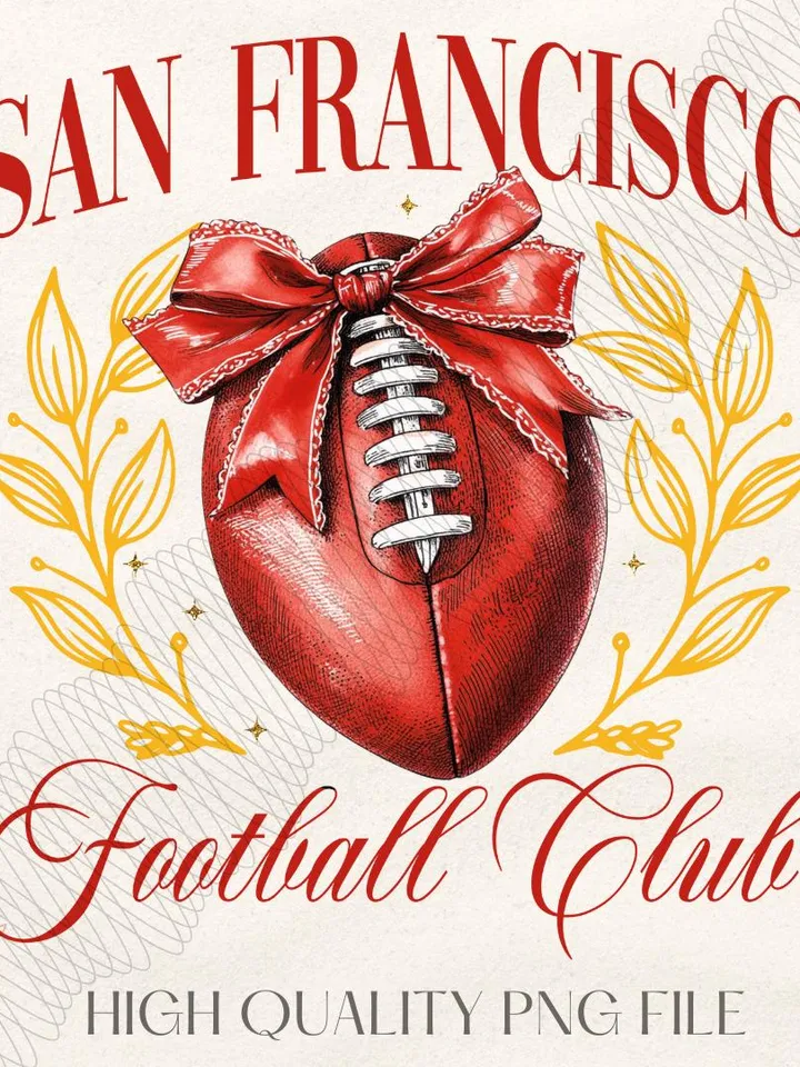 San Francisco Football Png, Coquette Football PNG, Football PNG, Football Team PNG, Football Sweatshirt, Football Red Team Football Club