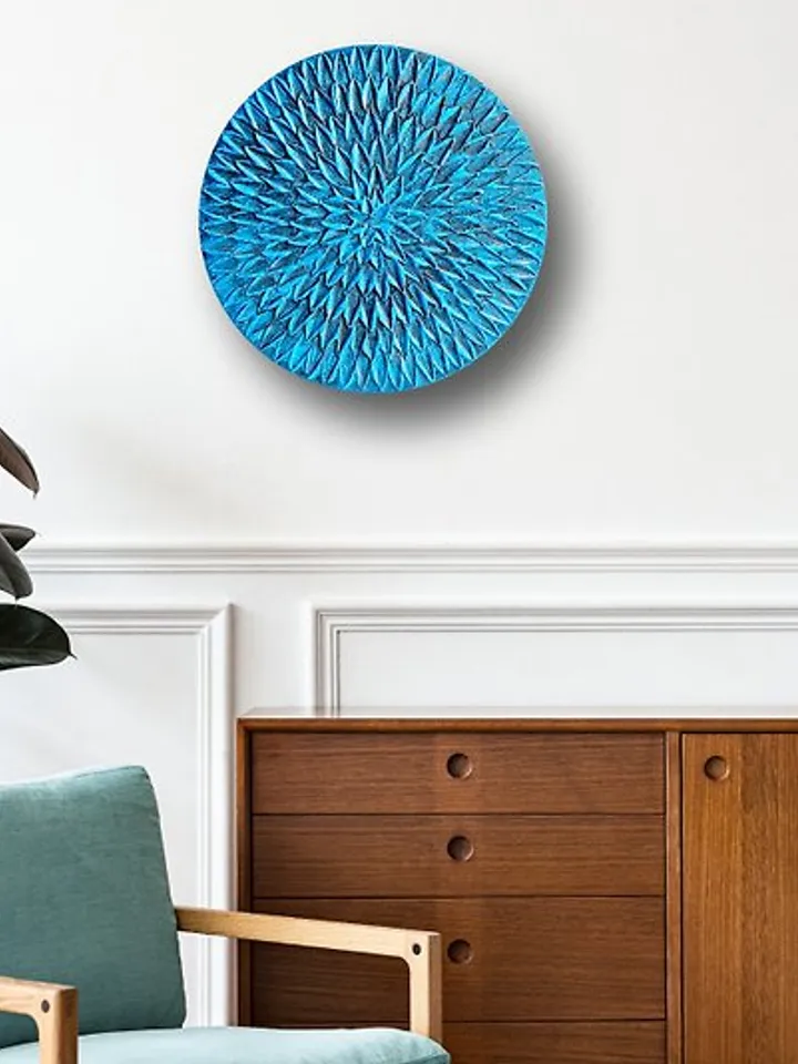Unique textural wall decor Handmade living room wall art Round decor for bedroom