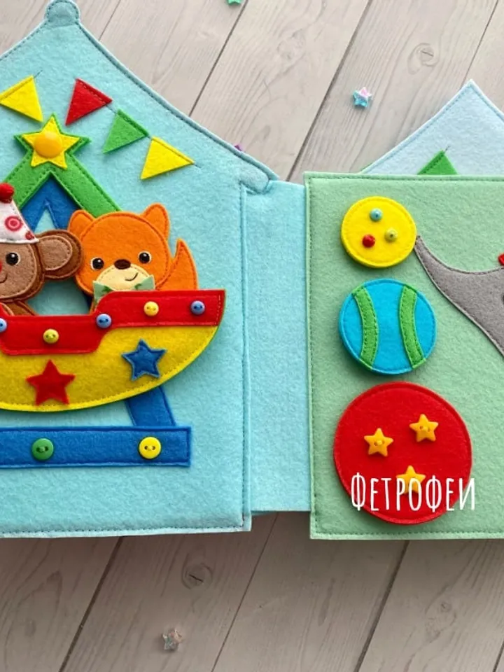 Circus Quiet book Pattern PDF, Activity Felt book pattern, Soft montessori book template, Quiet book sewing ideas for baby 1, 2, 3 year old