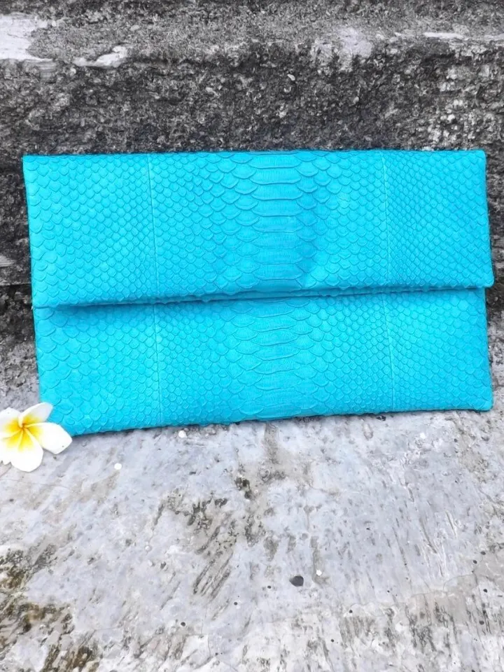 Genuine python skin turquise clutch handmade, classy elegant leather clutch, bag free shipping, clutch leather blue, small clutch snakeskin