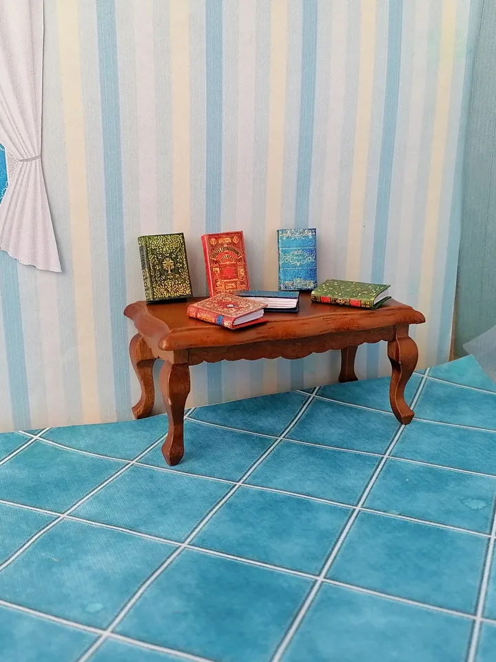 Dollhouse book set in 1:12 scale. Handmade.