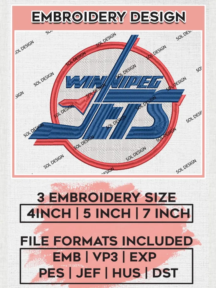 NHL Winnipeg Jets Embroidery Files, NHL Winnipeg Jets Machine Embroidery Designs, NHL Embroidery Designs, NHL Machine Embroidery Designs, Digital Download