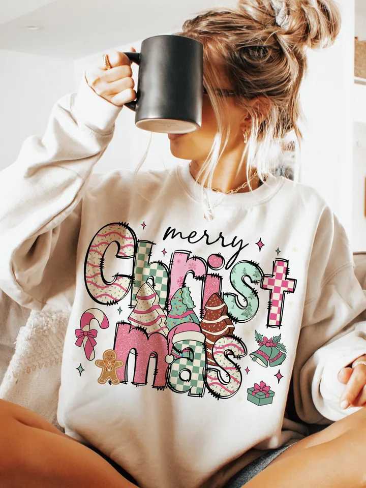 Merry Christmas png, christmas tree png, pink christmas png, retro christmas png, Christmas vibes png, merry christmas y'all png, merry png