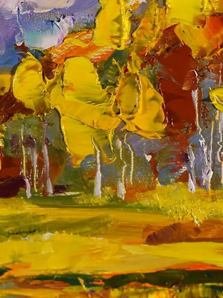 Autumn Landscape Original Painting Lake Mountain Grand Teton National Park