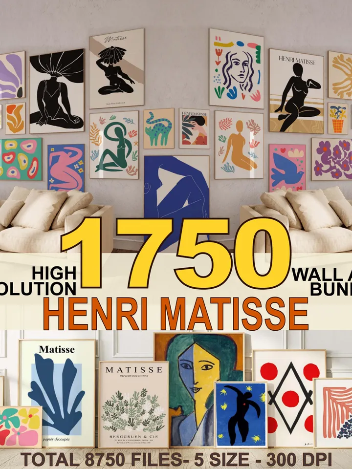1750 Henri Matisse Select Prints | Eclectic Gallery Wall Set | Exhibition Bundle | Modern Maximalist Digital Download | Printable Wall Art