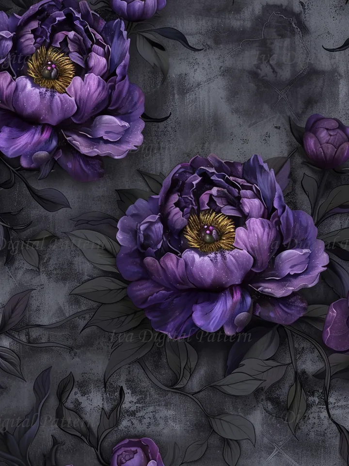 Abstract Floral Watercolor Seamless Pattern, Purple Peony Flowers ,digital paper, mosaic pattern,
repeating pattern, commercial use
