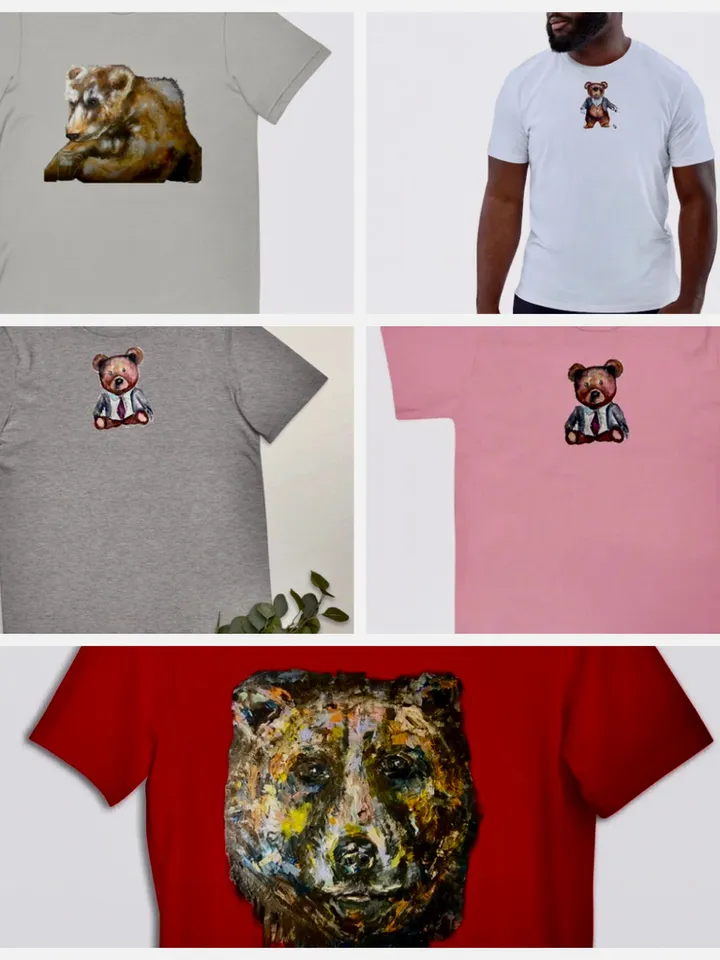 Bear with a pint Unisex t-shirt,bear with beer t shirt from my original watercolour painting,humorous t shirts,designer animals shirts