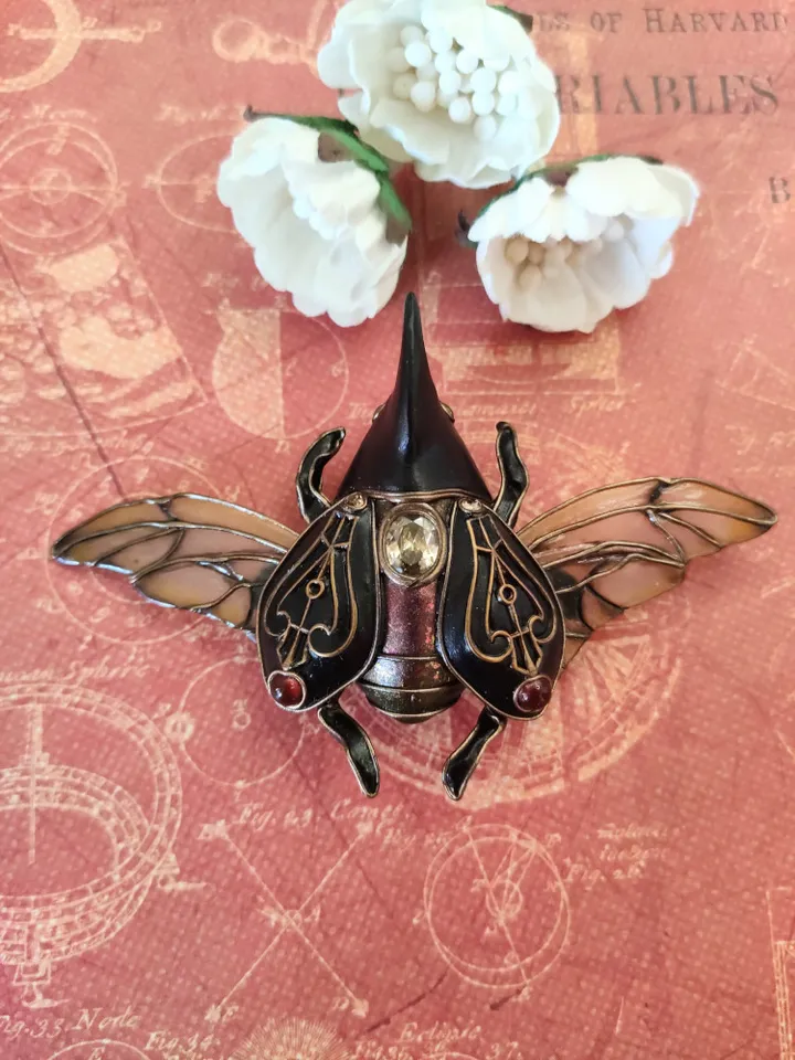 Brooch Hercules beetle, brooch-pin with an insect, brooch Black beetle