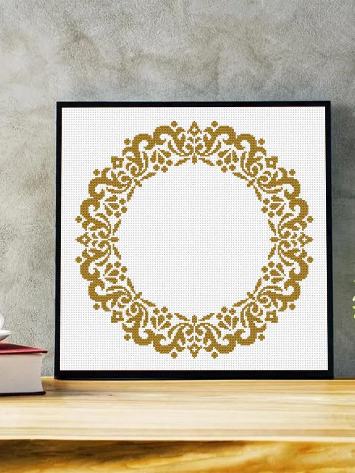 Monogram mandala cross stitch pattern PDF download Round frame cross stitch chart, Mandala wreath pattern digital PDF for beginner #Y11