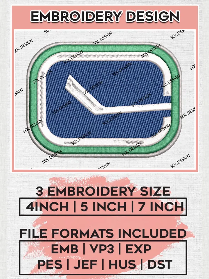 NHL Vancouver Canucks Logo Embroidery Designs, NHL Vancouver Canucks Team Logo Embroidery, Hockey Logo, Machine embroidery Files, Digital Download