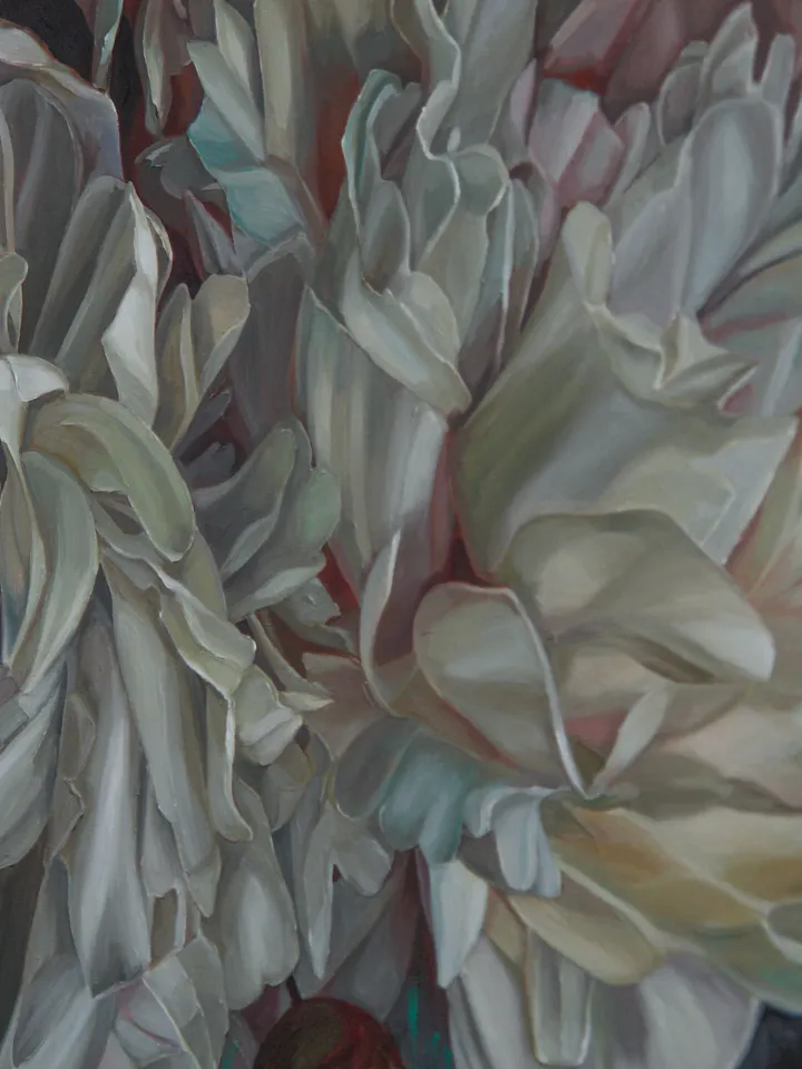 White peonies oil painting