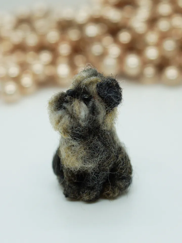 Tiny needle felted Brussels Griffon, miniature felted pet, dog portrait, made to order