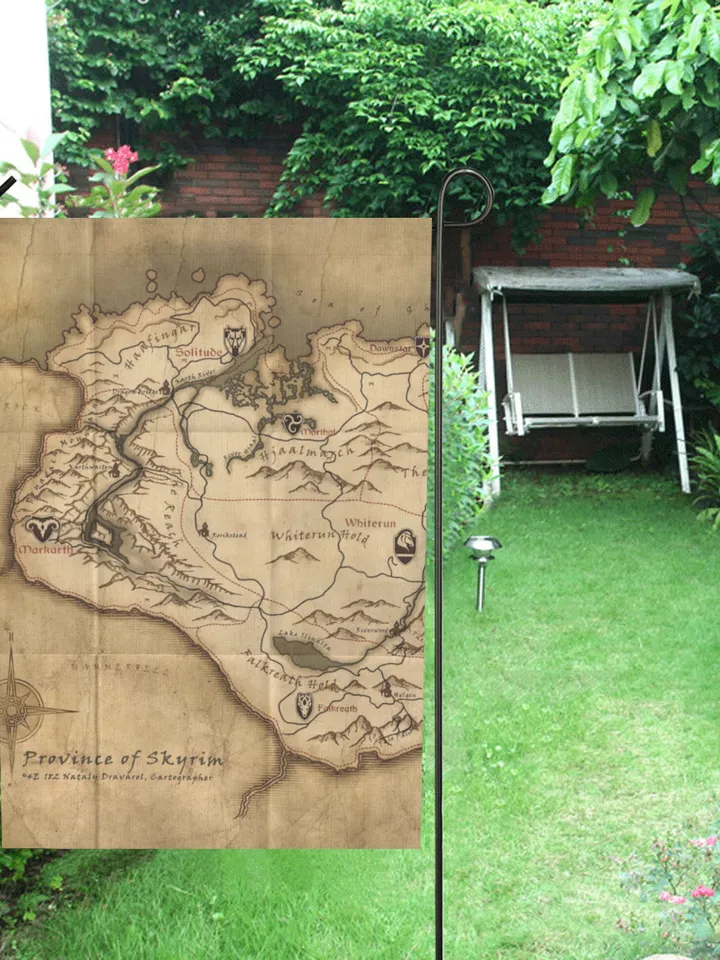 Skyrim Map Garden Flag (Two Sides Printing, without Flagpole)