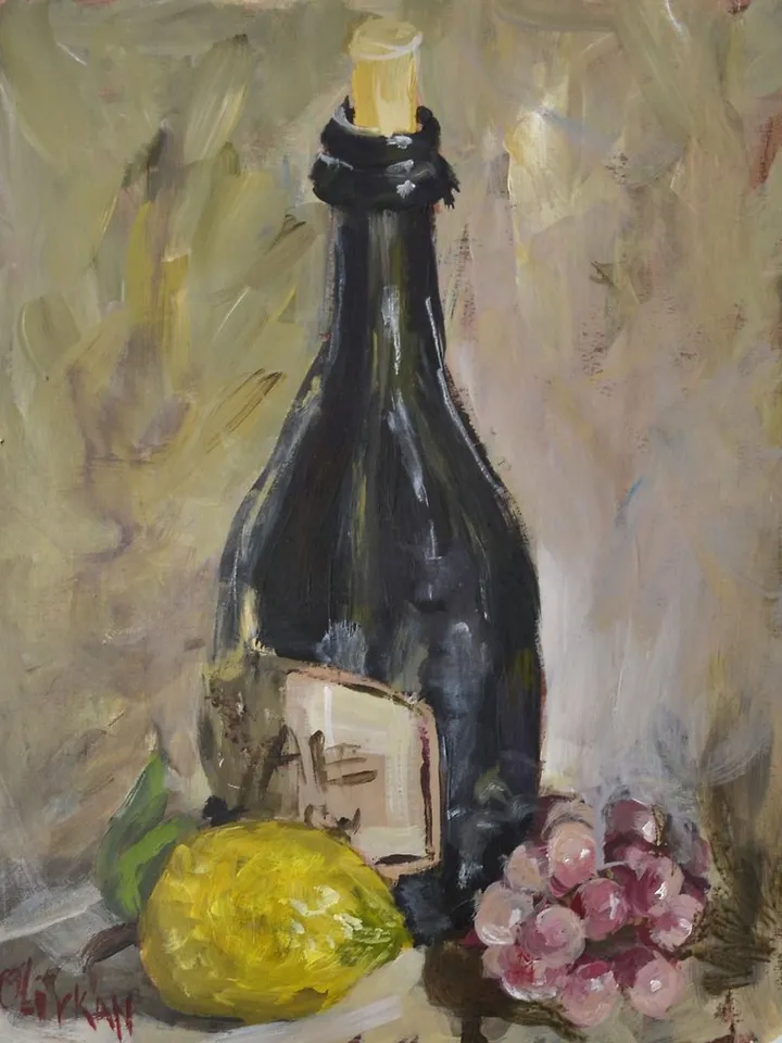 Wine Bottle Painting Original Oil Art Wine Artwork