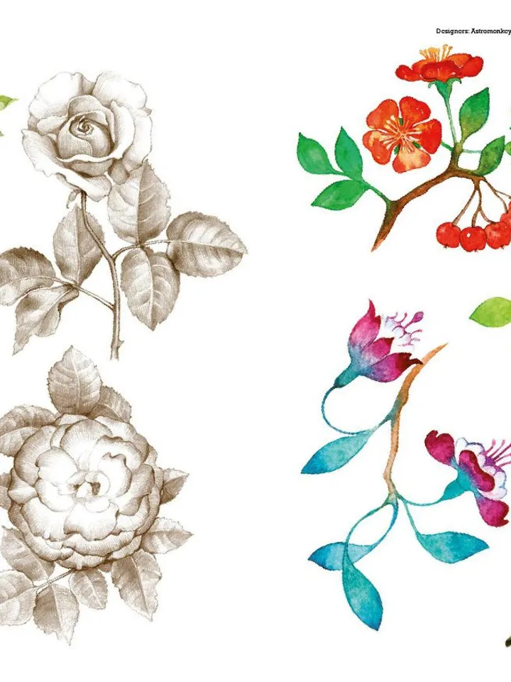 Flowers & Feathers tattoo