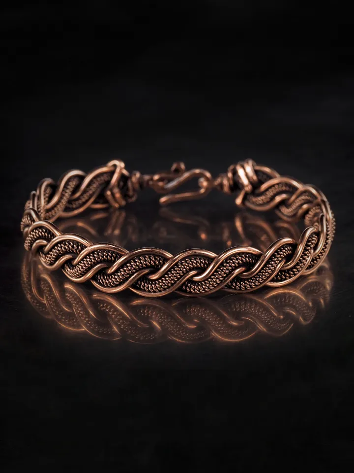 Woven copper wire bracelet Antique style handcrafted copper jewelry Unique gift