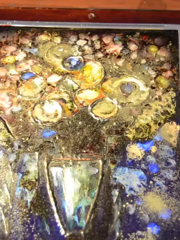 Flowers in a vase suncatcher, flowers painting on glass ,fantasy glass painting, double side painted glass panel, unique gift, home decor