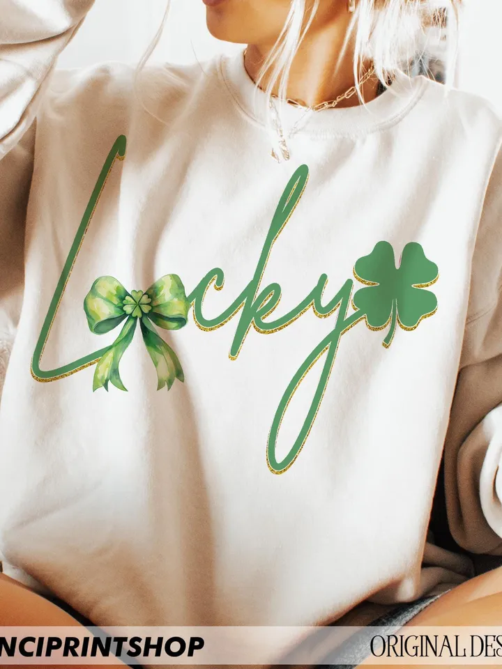 Lucky St Patricks Day Coquette Png, St Patricks day png, Lucky png, St Patrick Bow Png, Shamrock png, Girl St Patricks png, Sublimation png