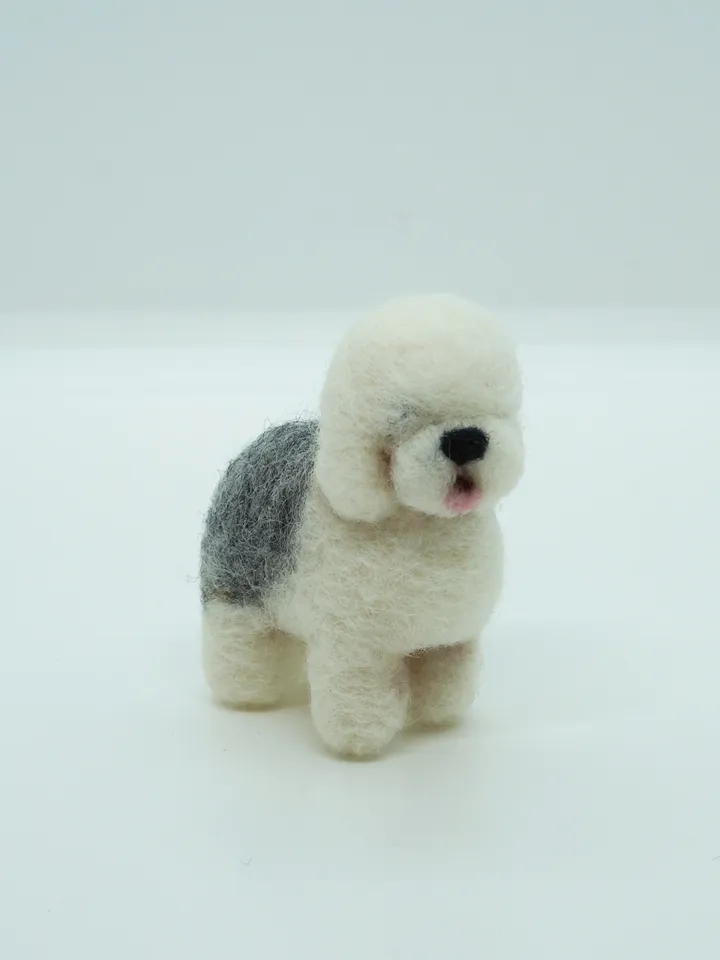 Miniature old English sheepdog, needle felted dog, pet portrait, made to order