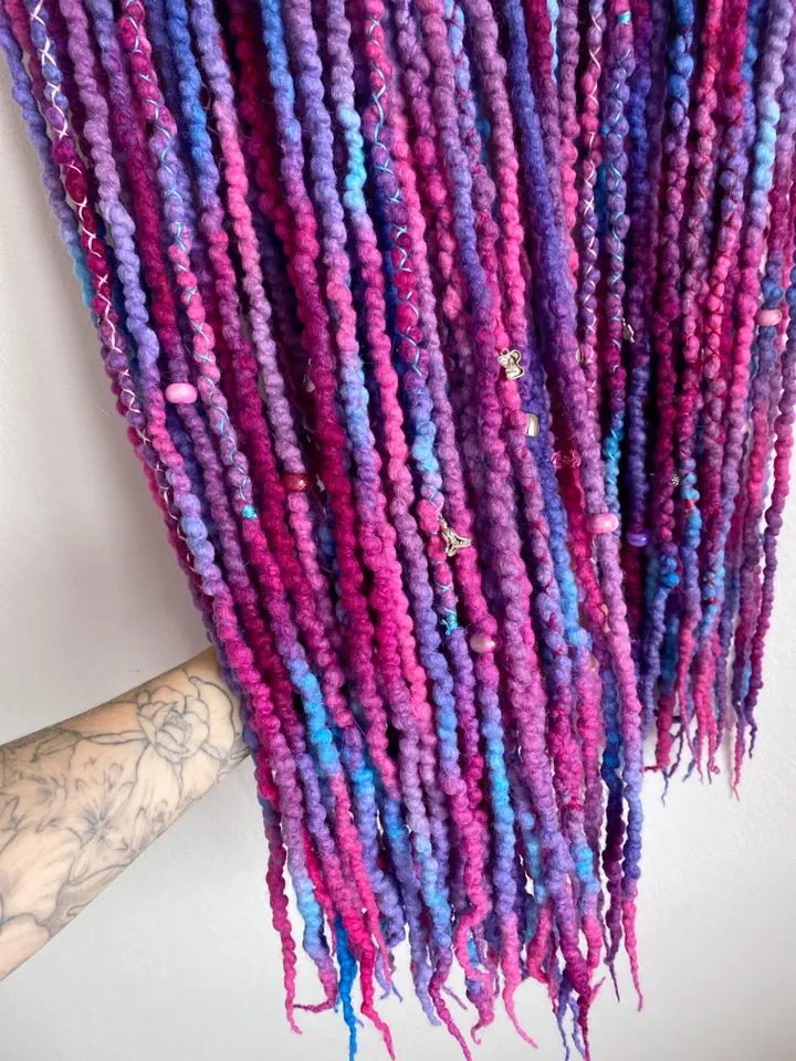 Purple blue pink Wool Double Ended dreads π Ready to Ship