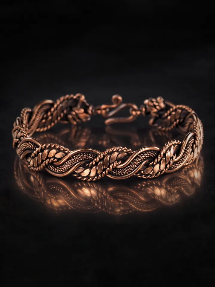 Woven copper wire bracelet Antique style handcrafted copper jewelry Unique gift