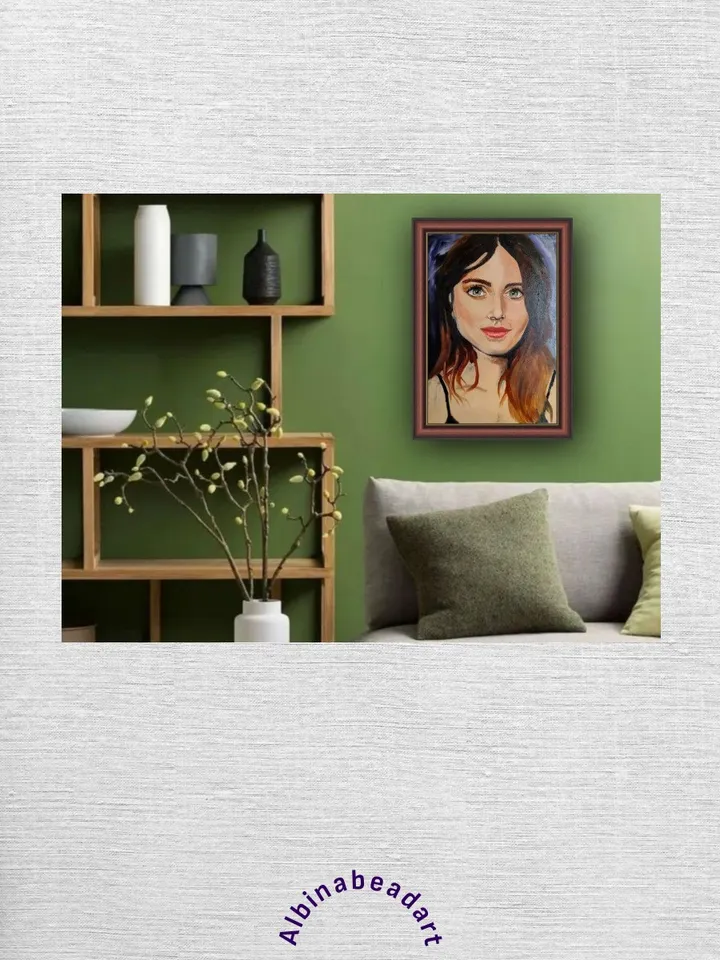 Girl portrait painting original oil art on canvas 35 by 50 cm