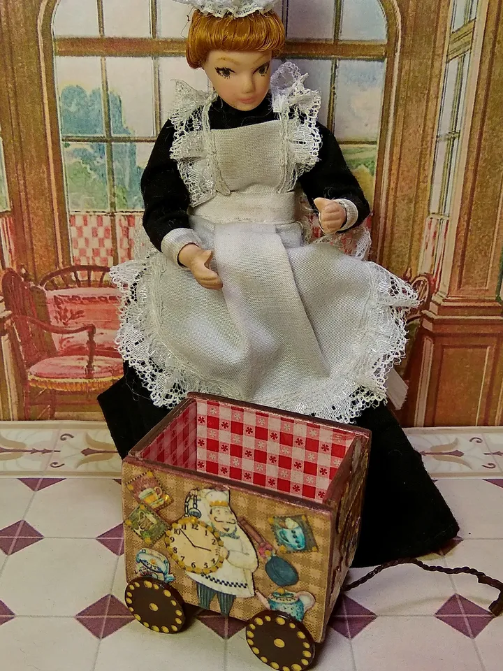 Toy trolley. Toy for dolls. Puppet miniature.1:12 scale.