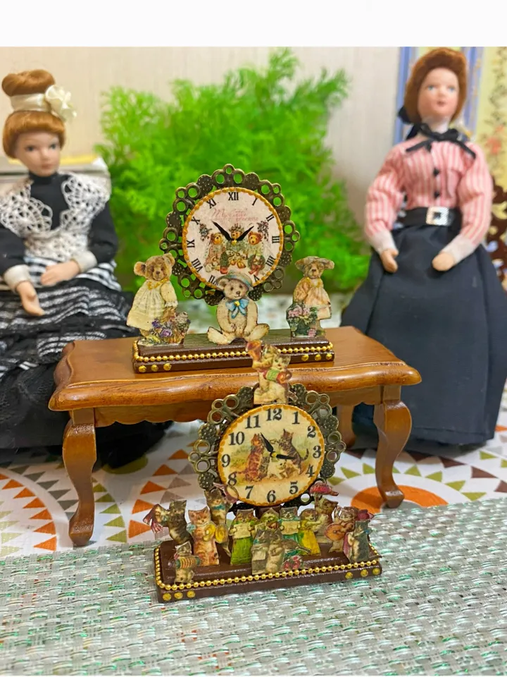 Imitation clock for a dollhouse. Scale 1:12.