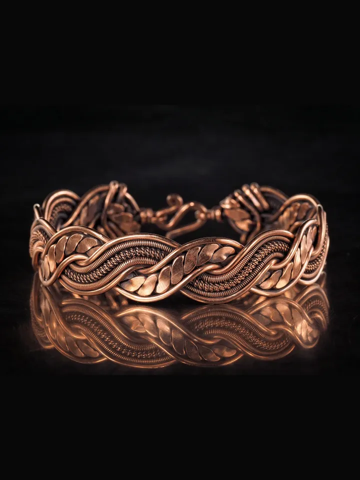 Woven copper wire bracelet Antique style handcrafted copper jewelry Unique gift