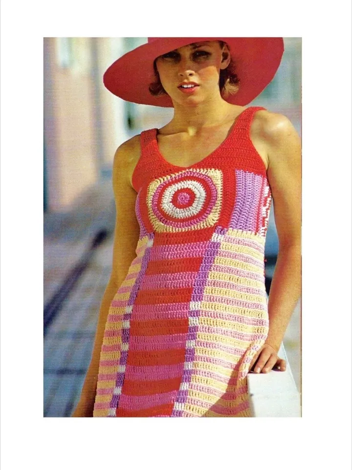 Dress crochet, colored dress, crochet pattern summer dress