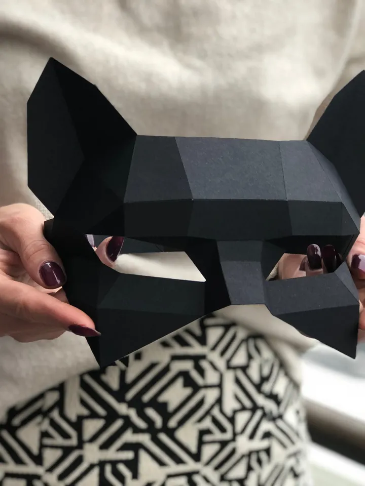 Cat Mask Papercraft, Digital Template, PDF Download, Gurko, 3D Low Poly Animal Mask, DIY Origami, Pepakura, Paper Mask, DIY Costume