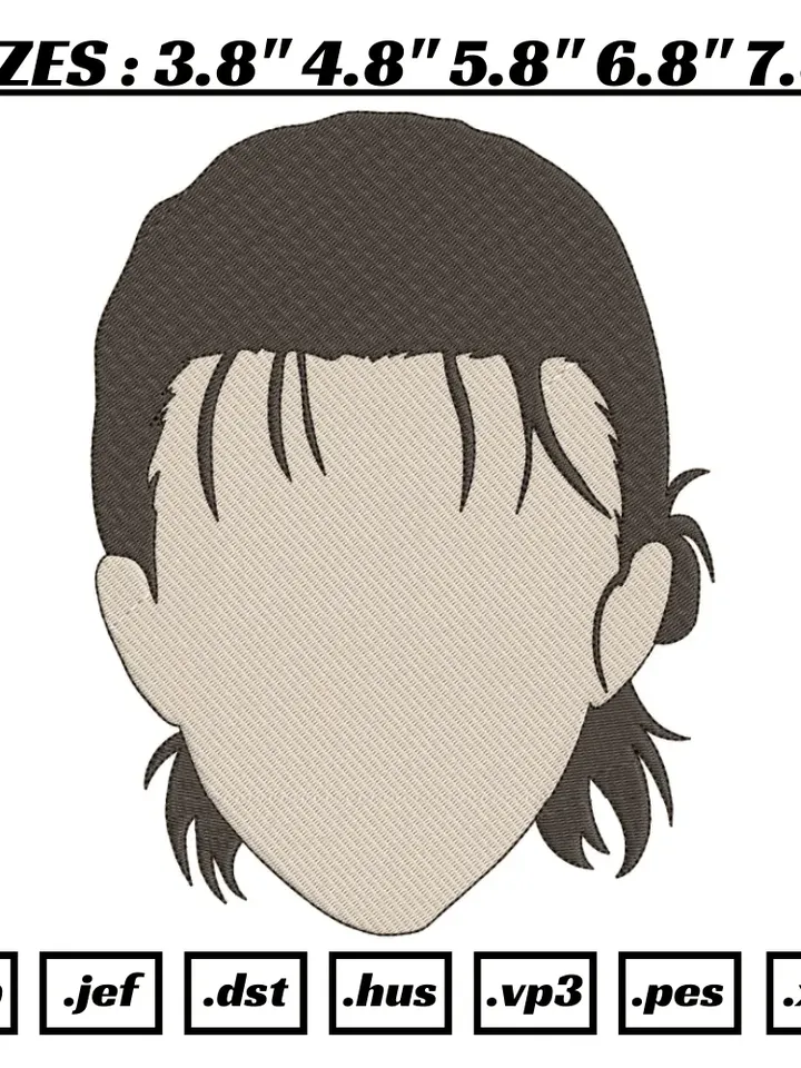 Eren Yeager No Face Anime Embroidery Design