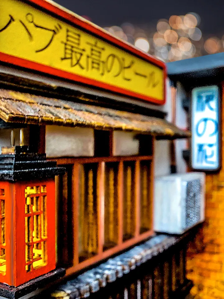 Book nook, Bookshelf insert, Nightlight, Japanese Street, Japanese Lane, Kyoto, Tokyo, Nippon