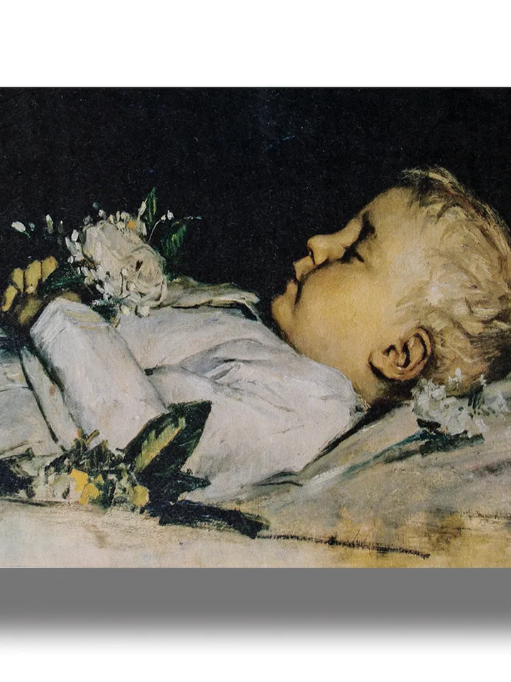 Child on deathbed. The dark art of death.