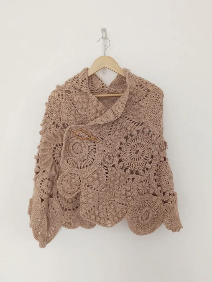 Shawl in Boho style with a clasp Unusual Gift accessory