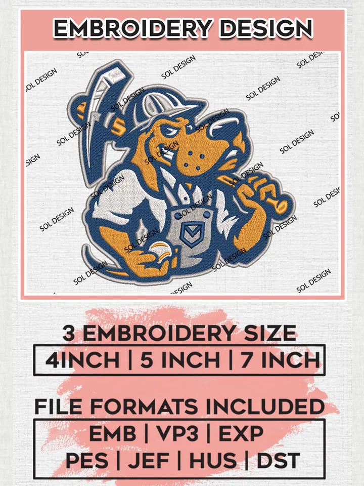 MiLB Midland RockHounds Embroidery Design Files, MiLB Midland RockHounds Logo, Minor League Baseball Logo Embroidery Designs, MiLB embroidery designs, Machine embroidery designs, Digital Download
