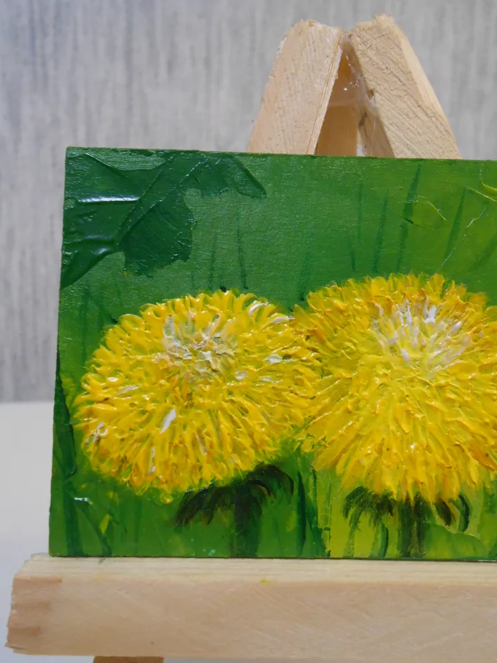 Dandelions.Oil painting.