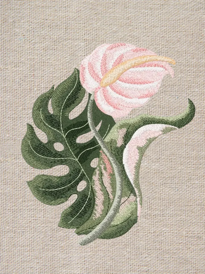 Tropical bouquet machine embroidery design applique pattern digital embroidery pattern home andclothing décor embroidery motif floral design