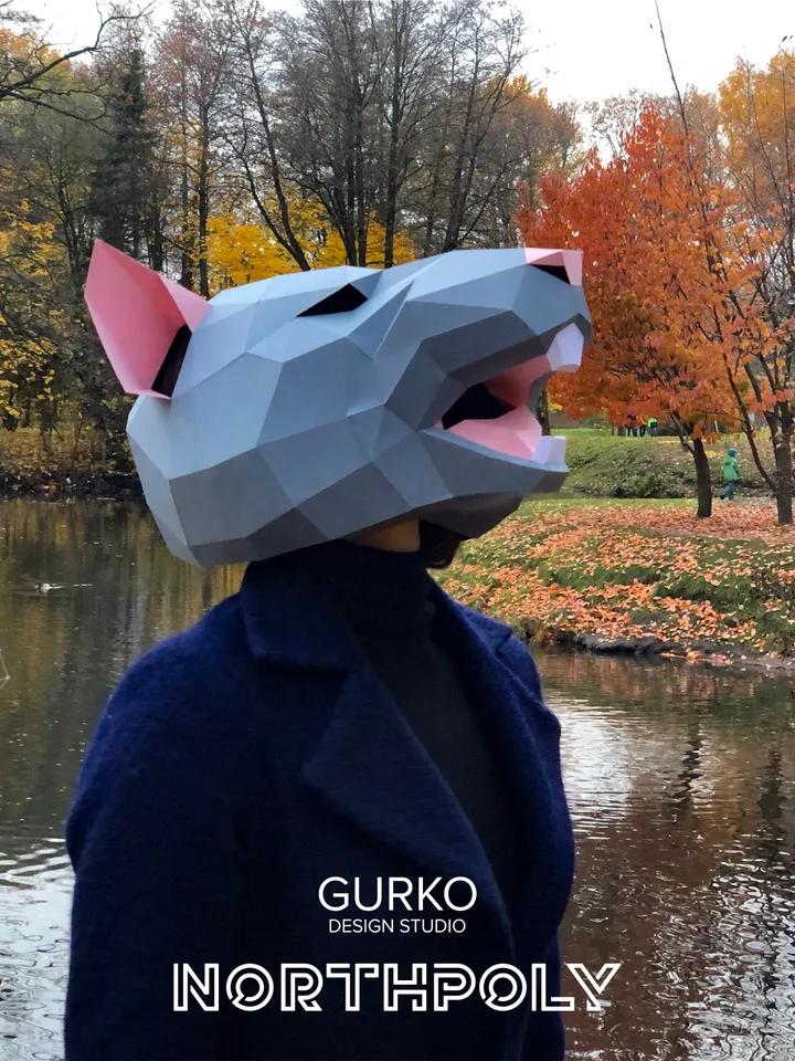 Evil Rat Mask Papercraft, Mouse, Digital Template, PDF Download, Gurko, 3D Low Poly Animal Mask, DIY Origami, Pepakura, Paper Mask, Costume