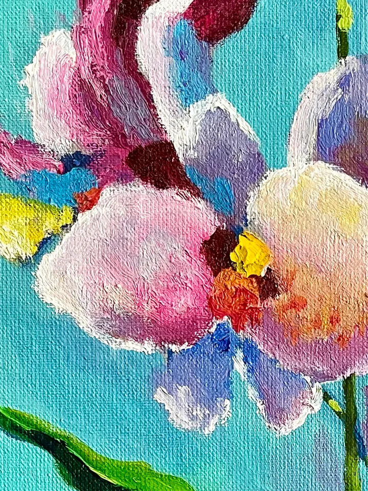 Orchid painting, original flower oil painting, pink floral art