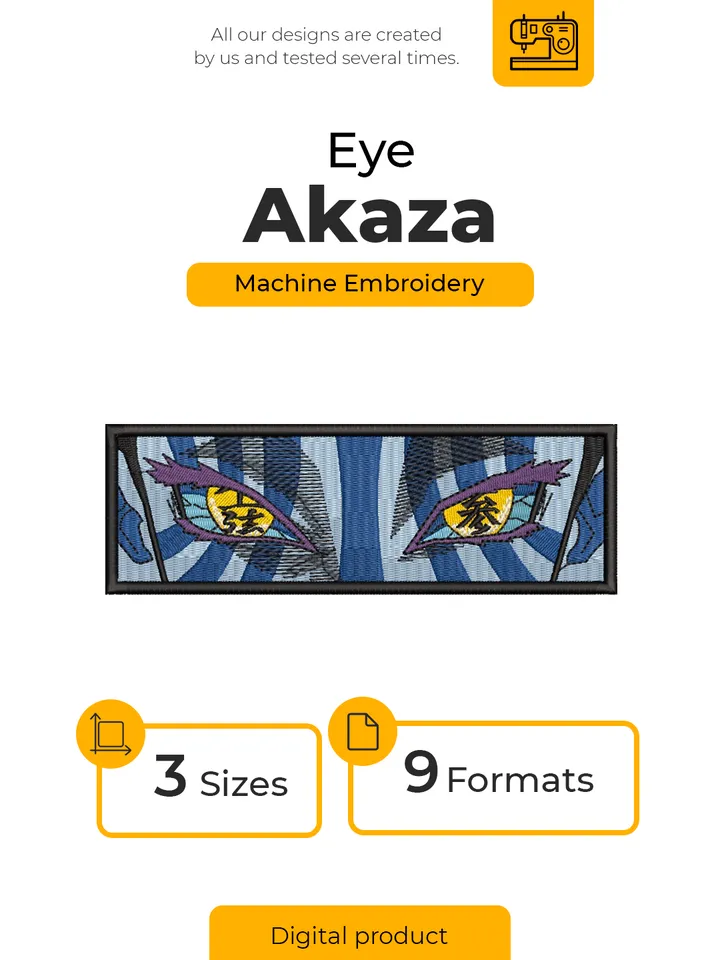 Akaza Eyes Embroidery Design File/ Kimetsu no yaiba Anime Embroidery Design/ Machine Design. Swoosh