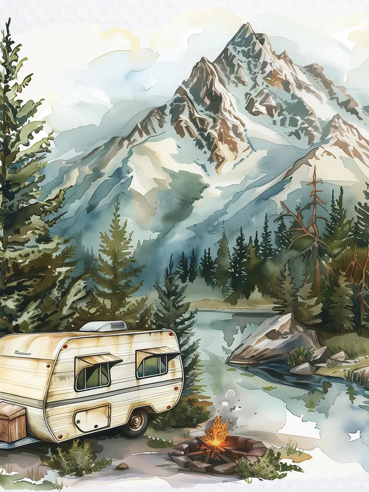 12 Camping Trailer PNG bundle, Traveling png pack, Printable Watercolor Camping Clipart for sublimation, tourism, Paper craft, junk journals