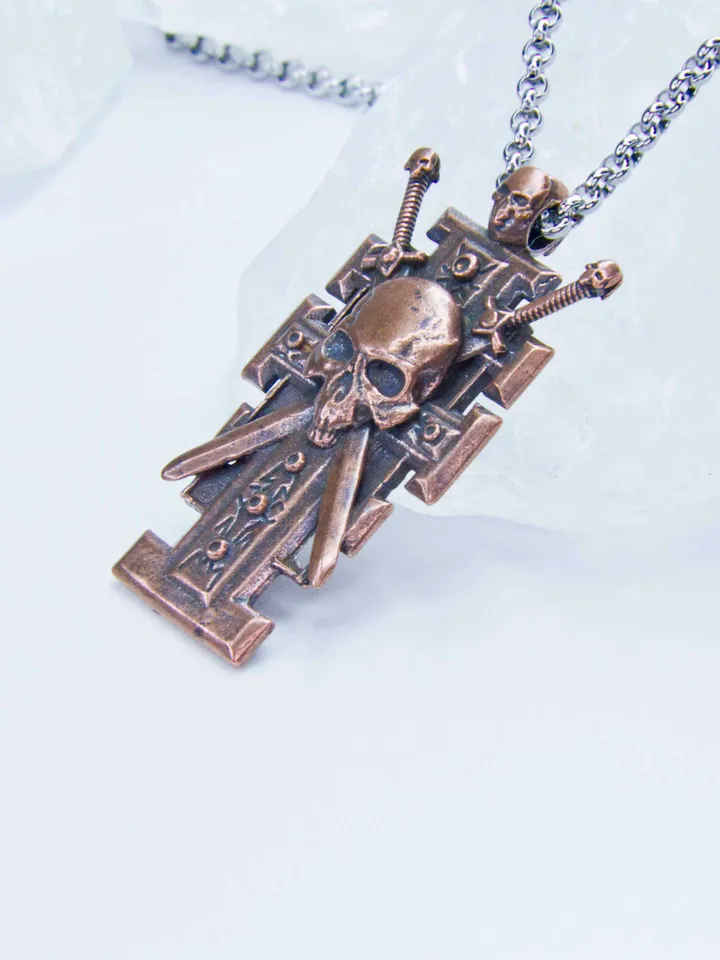 Pure Copper Ordo Xenos Insignia with Skull and Crossed Swords