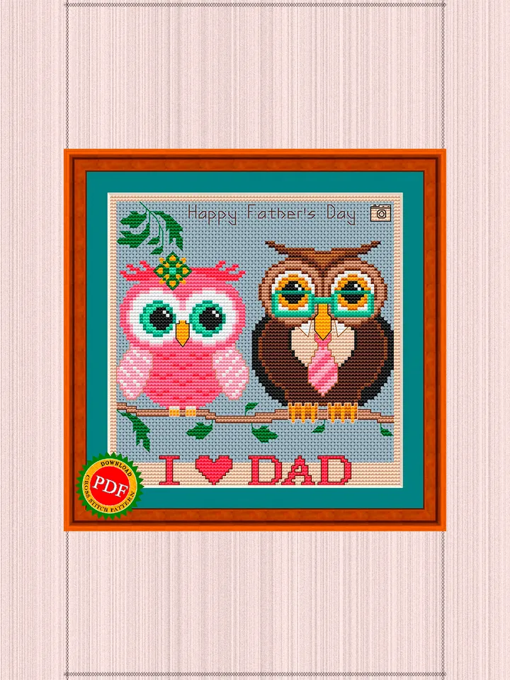 Father’s Day Cross Stitch Pattern | Two owls