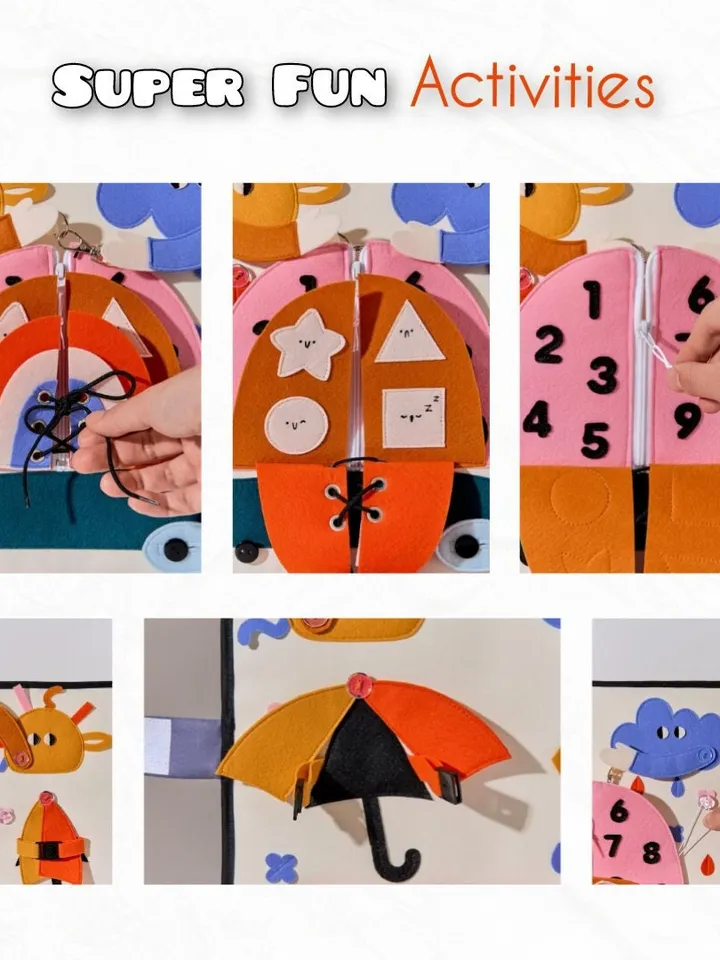 felt busy board, travel toddler busy board soft, kinderkrama