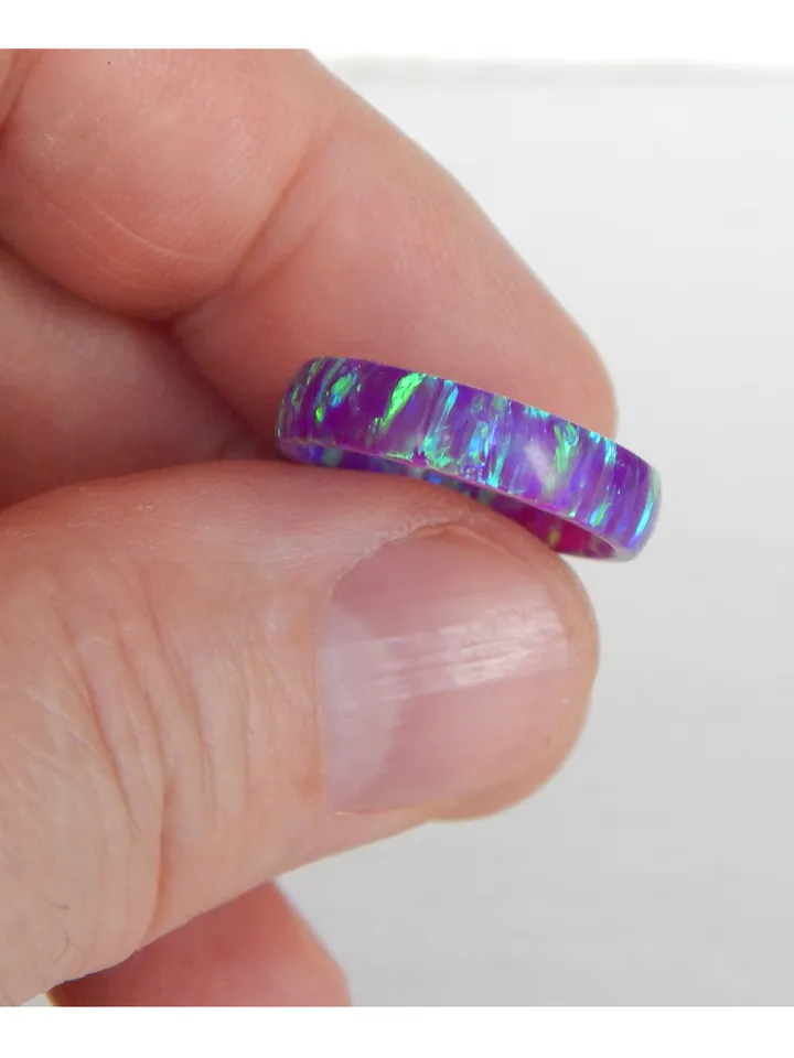 Solid opal ring. Very beautiful opal ring Multi-Amethyst color. Solid opal band.