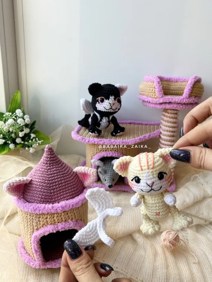 PDF Crochet Pattern Сat Paradise Amigurumi cat pattern, Crochet Mouse, Cute cat, Amigurumi animal, Crochet animal, Amigurumi House Pattern