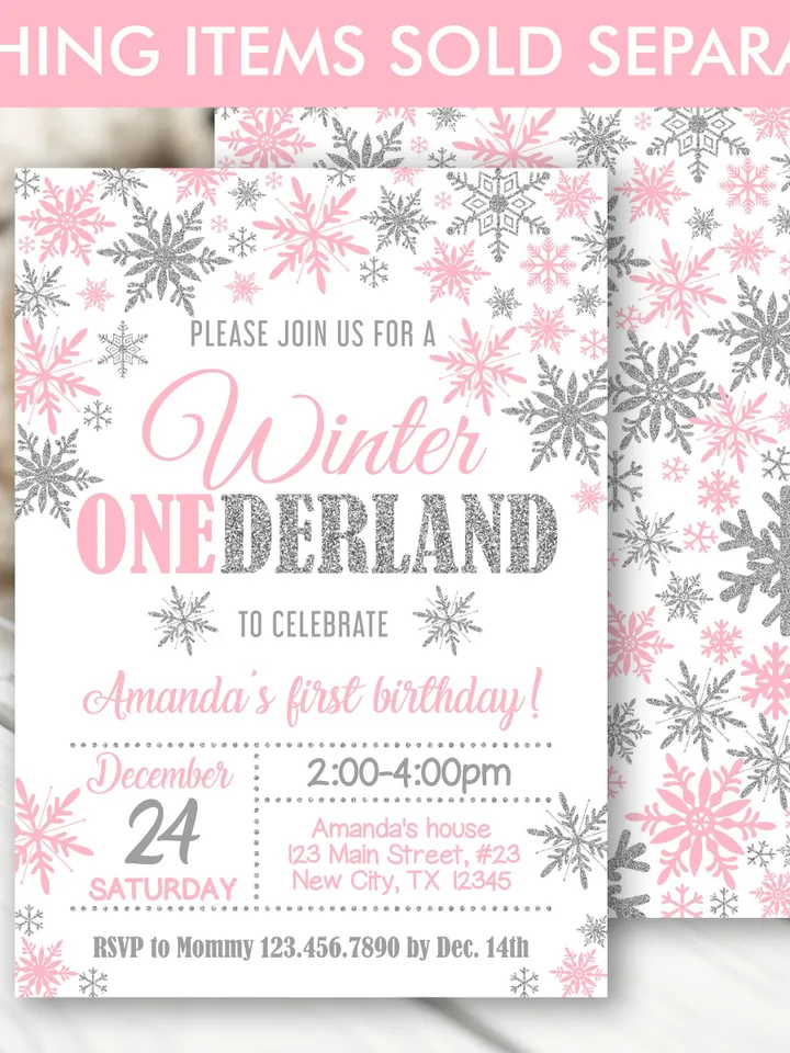 Melted Snow Water Bottle Label, Winter Onederland Bottle Label, Winter Onederland Birthday Girl Decorations, Pink Silver Snowflakes Party