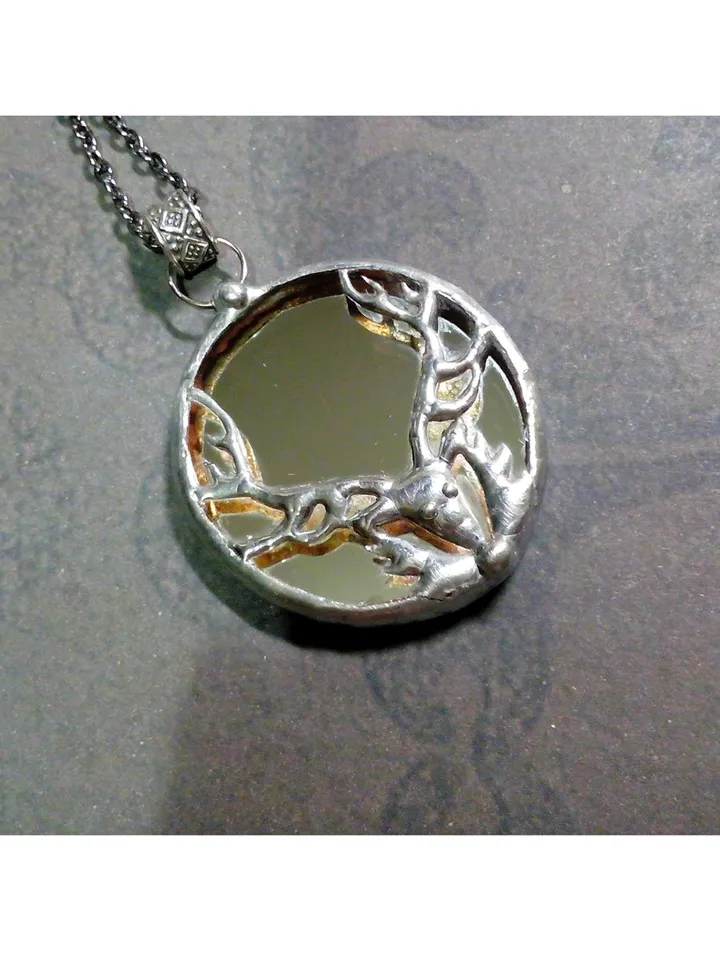 Deer antler jewelry, Deer head necklace, Noel, Yule jewelry. Christmas deer, stag head pendant