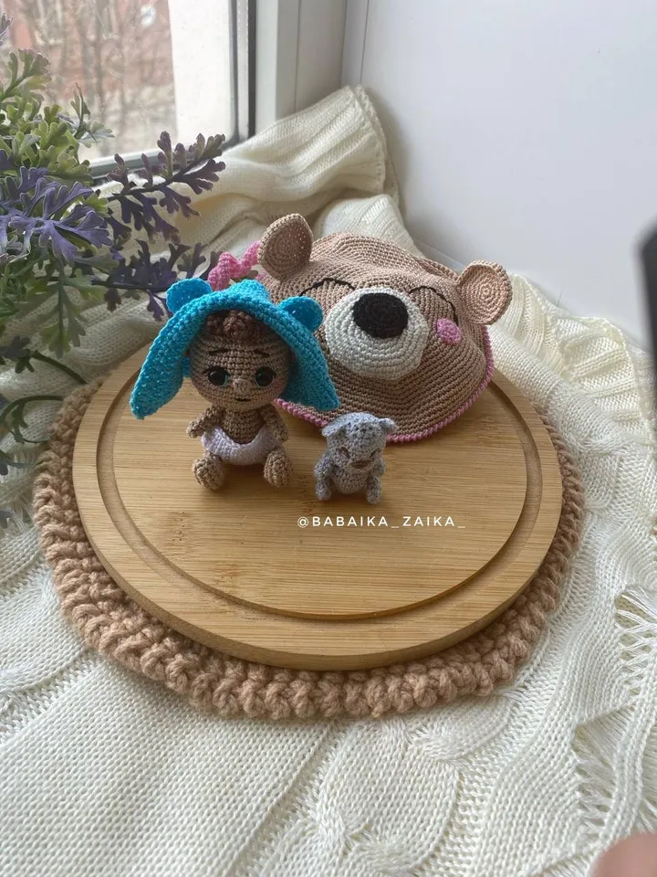 PDF Crochet Baby Doll in the wallet Pattern, Amigurumi bag, Crochet baby pattern, Amigurumi doll pattern, crochet Teddy Bear Pattern